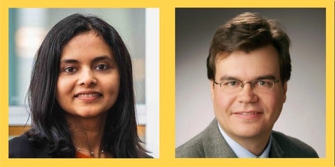 a composite photo of Professors Sujaya Maiyya and Florian Kerschbaum