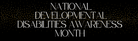 A banner image that reads "National Developmental Disabilities Awareness Month".